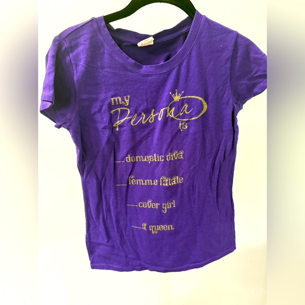 Queen Latifah Purple T-Shirt with Gold Print